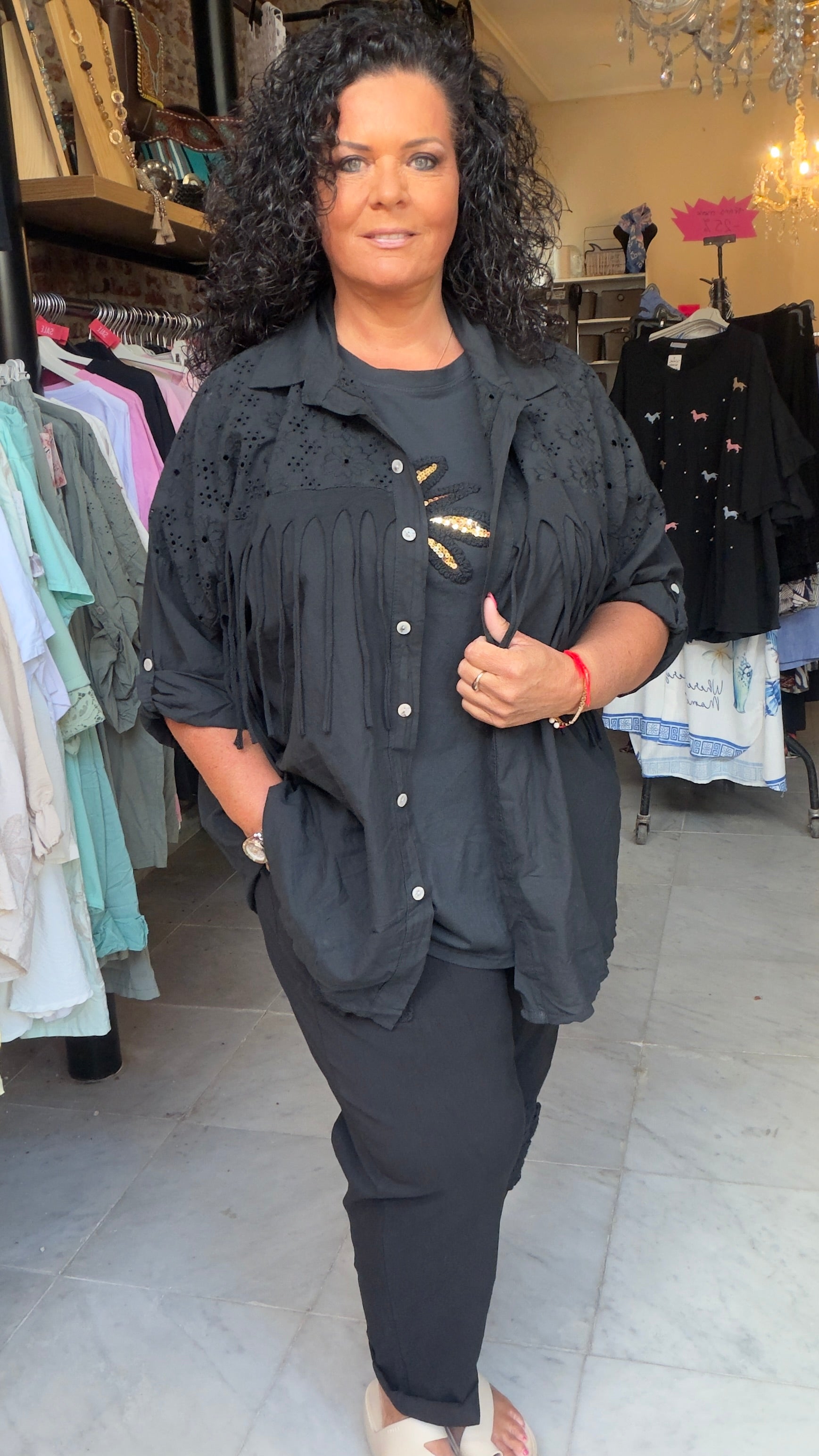Blouse franje maat 48 t/m 54.