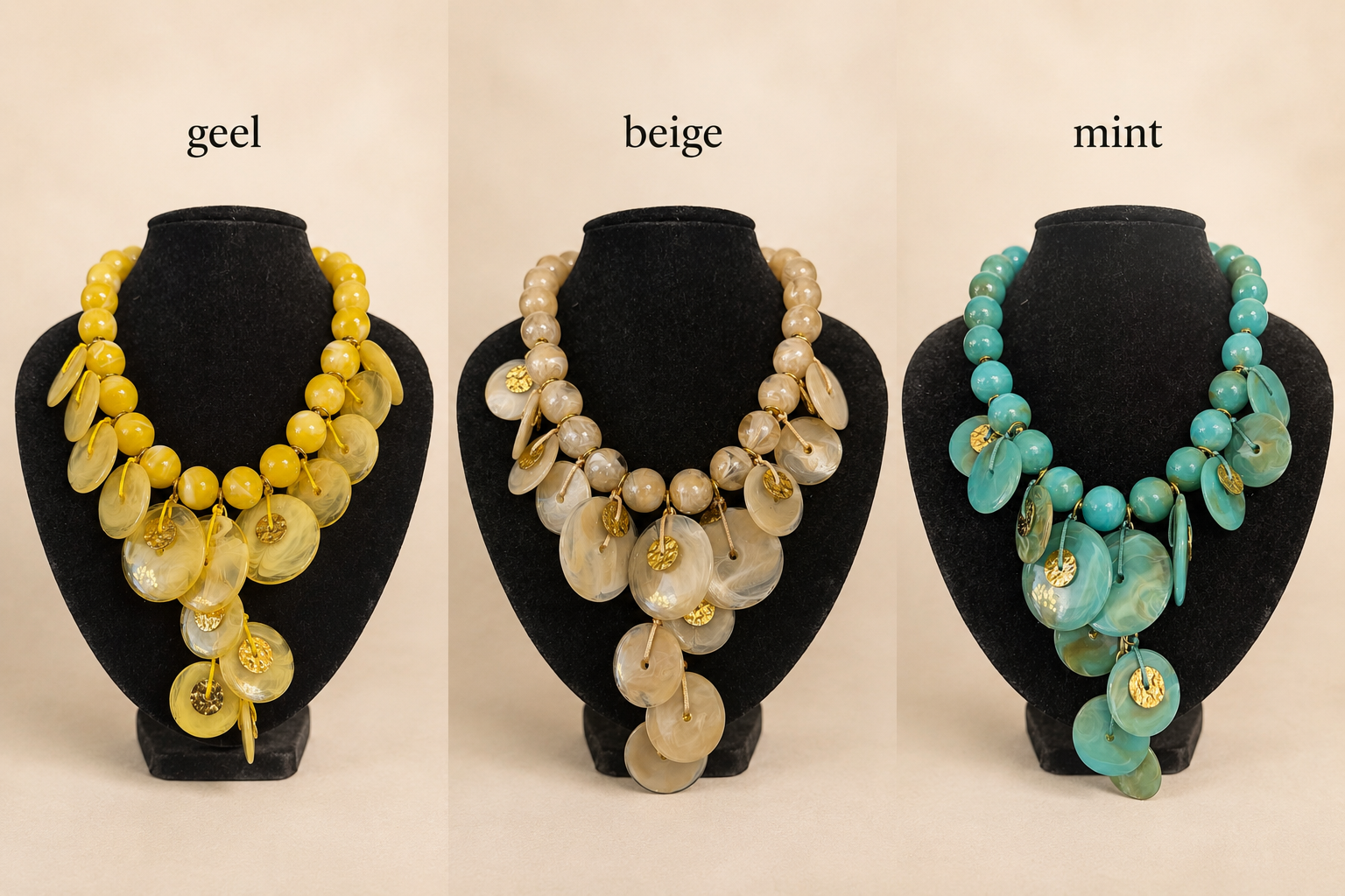Ketting met tros platte knopen
