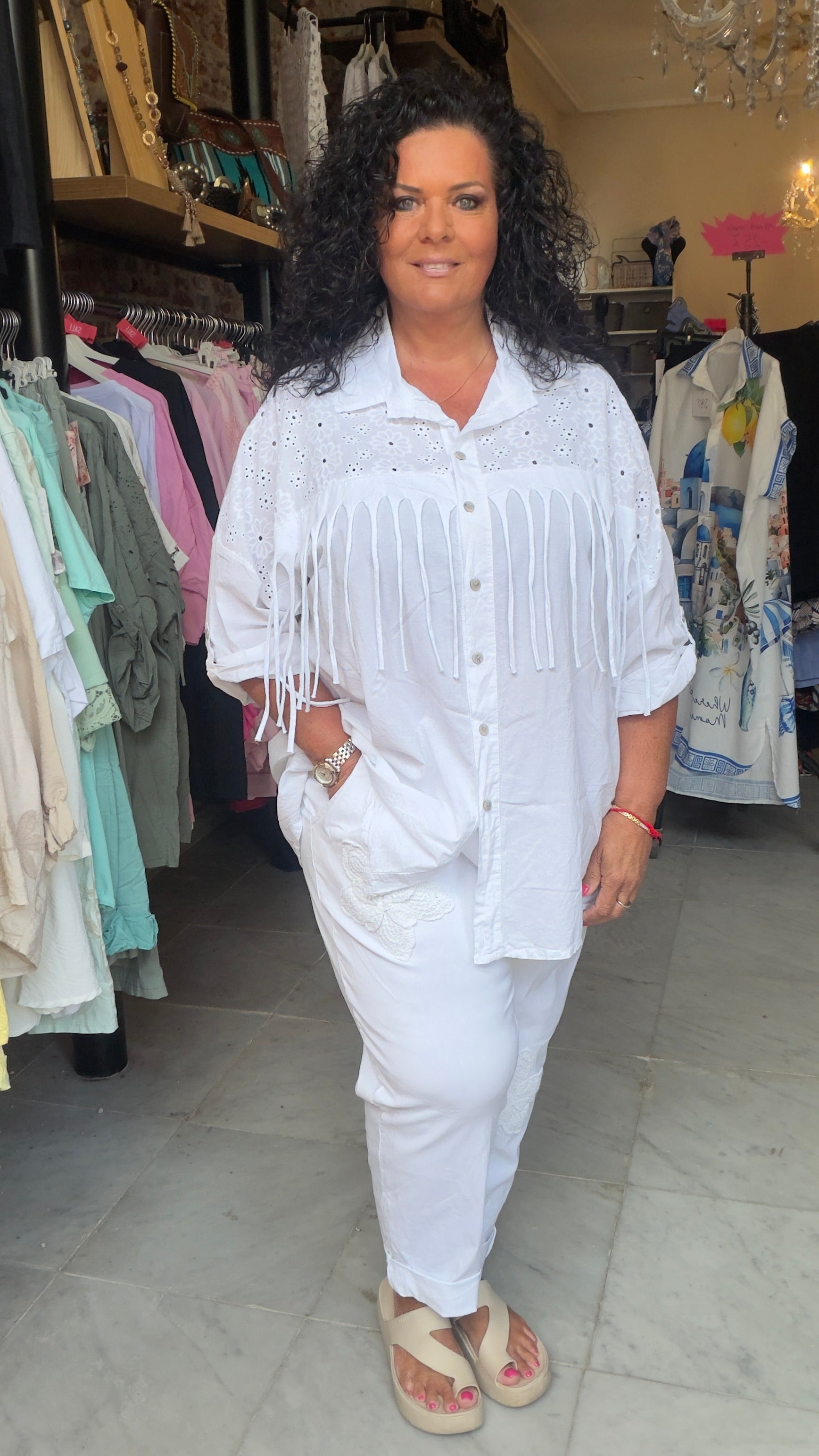 Blouse franje maat 48 t/m 54.