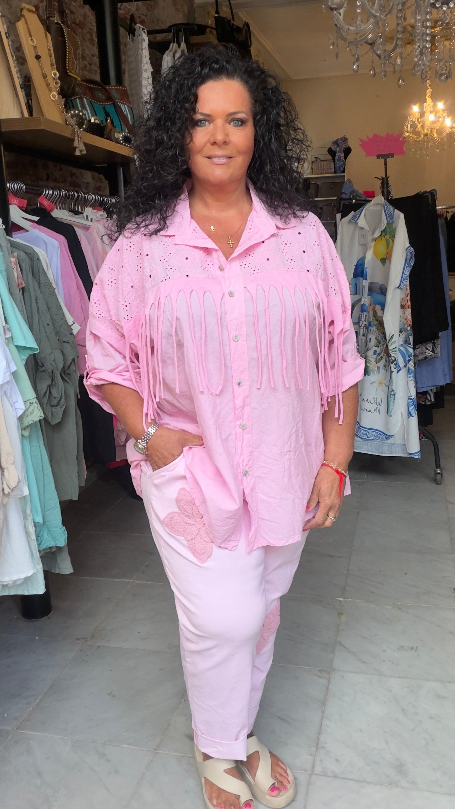 Blouse franje maat 48 t/m 54.